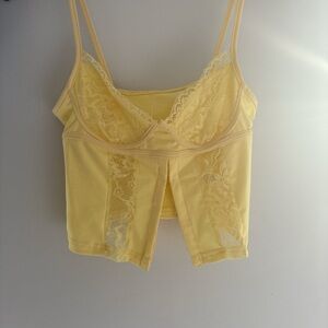 Yellow Lace Trim Corset top